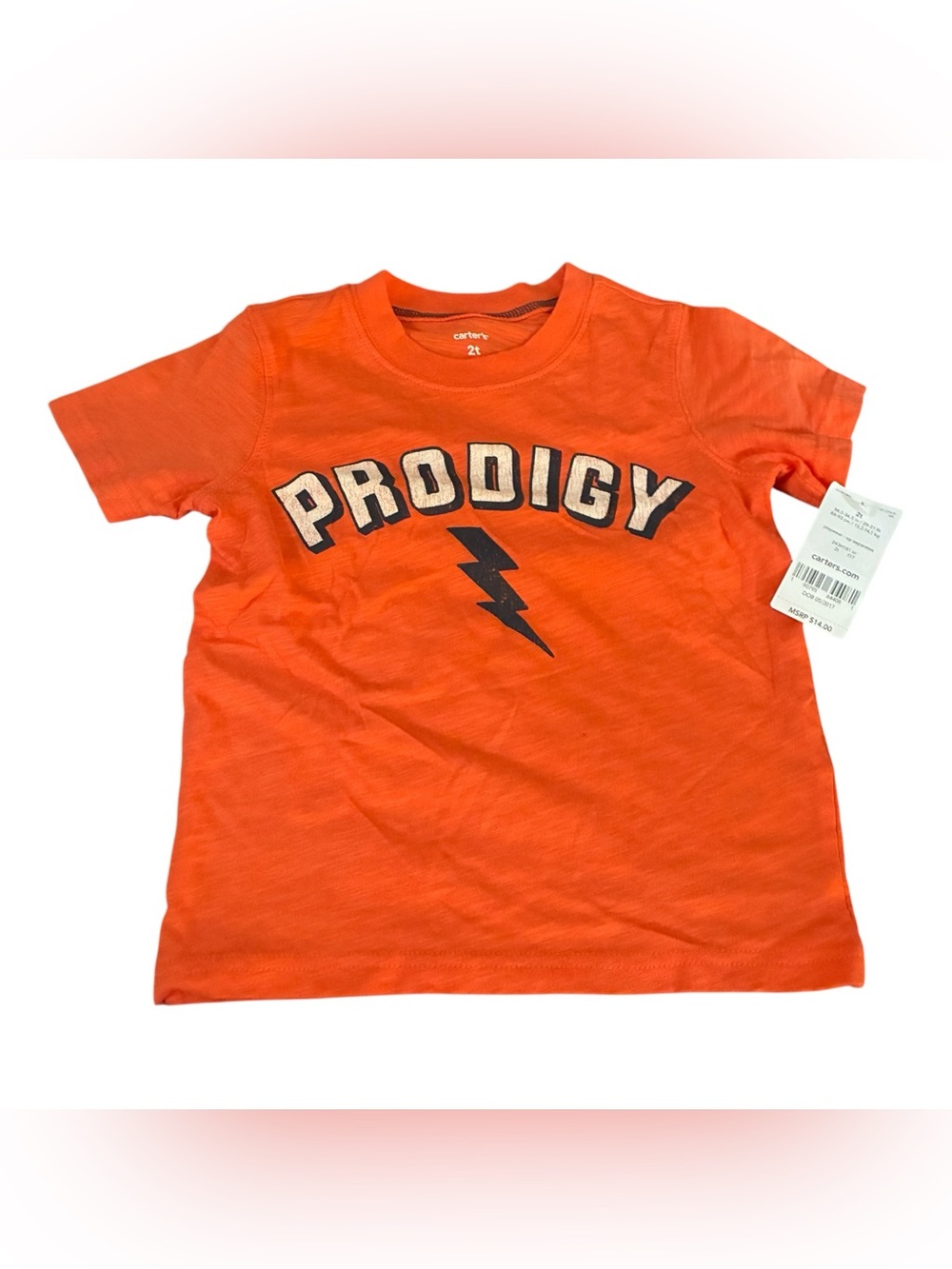 NWT CARTERS ORANGE TODDLER BOYS PRODIGY TSHIRT SIZE 2T